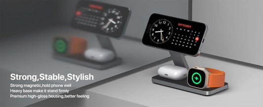Fast 3-in-1 Wireless Charger Stand for iPhone & Apple Devices