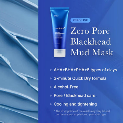 Medicube Zero Pore Blackhead Mud Mask — 3-Minute Deep Pore Cleanse | AHA BHA PHA + 5-Clay Formula | 100g