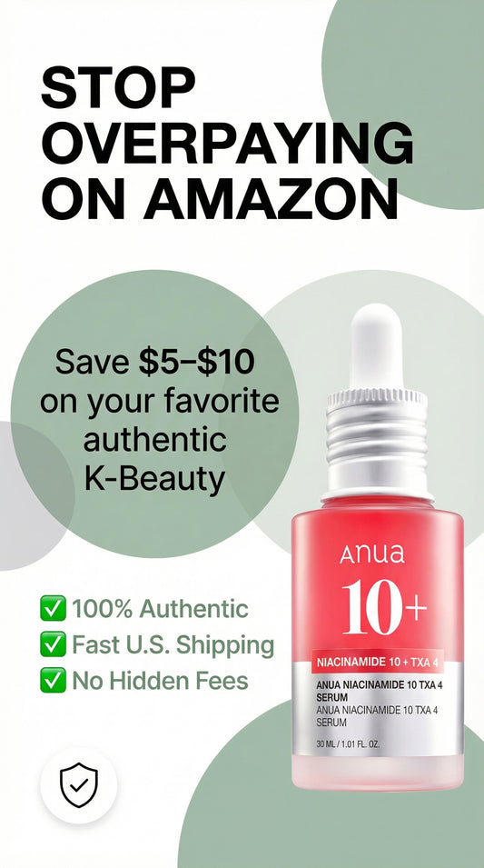 Anua Niacinamide 10+ TXA4 serum bottle; pink glass with dropper, lightweight hydrating face serum