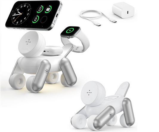 3-in-1 Wireless Charging Station for iPhone, AirPods & Apple Watch, Foldable Magnetic Charger Stand with Night Light, Fast Charging Dock for Travel & Home (D6)