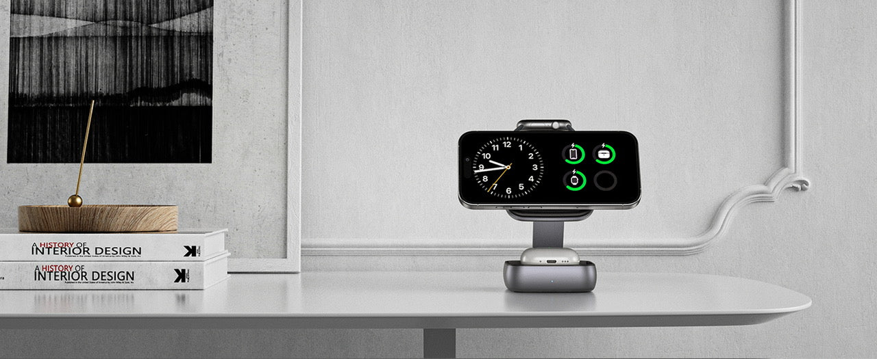 3-in-1 Wireless Charging Station for iPhone, AirPods & Apple Watch, Magnetic Fast Charger Stand, Multi-Device Charging Dock for Home & Office (T11)