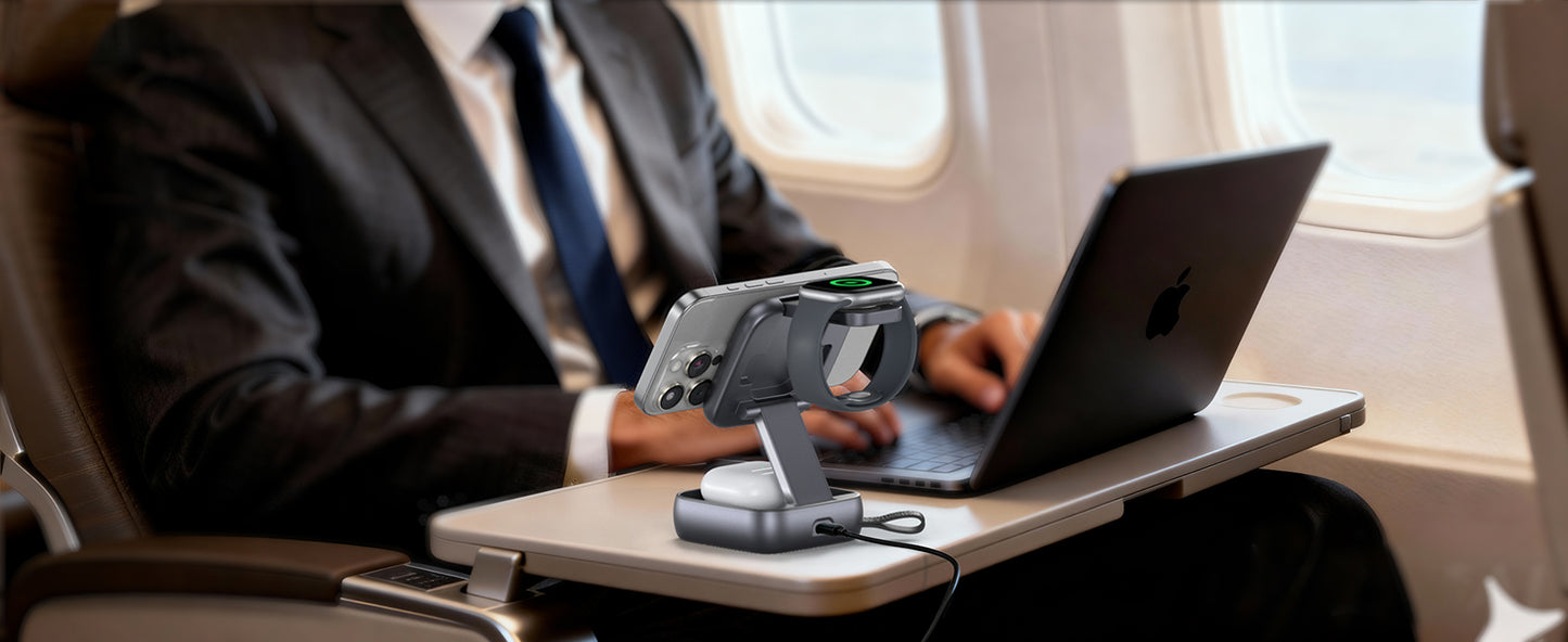 3-in-1 Wireless Charging Station for iPhone, AirPods & Apple Watch, Magnetic Fast Charger Stand, Multi-Device Charging Dock for Home & Office (T11)