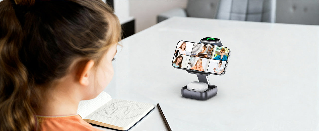 3-in-1 Wireless Charging Station for iPhone, AirPods & Apple Watch, Magnetic Fast Charger Stand, Multi-Device Charging Dock for Home & Office (T11)