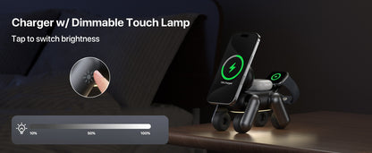 D6 MagNexa  Charger, 3 in 1 Wireless Charging Station for Apple Devices,Foldable Cute