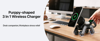 D6 MagNexa  Charger, 3 in 1 Wireless Charging Station for Apple Devices,Foldable Cute