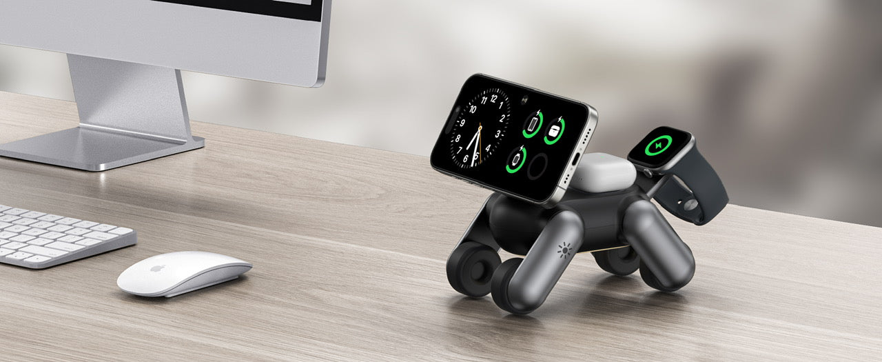 D6 MagNexa  Charger, 3 in 1 Wireless Charging Station for Apple Devices,Foldable Cute