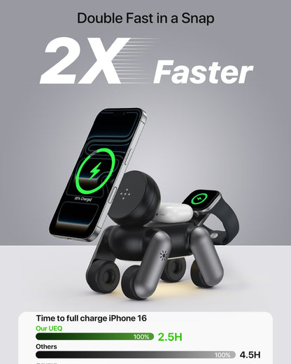 D6 MagNexa  Charger, 3 in 1 Wireless Charging Station for Apple Devices,Foldable Cute