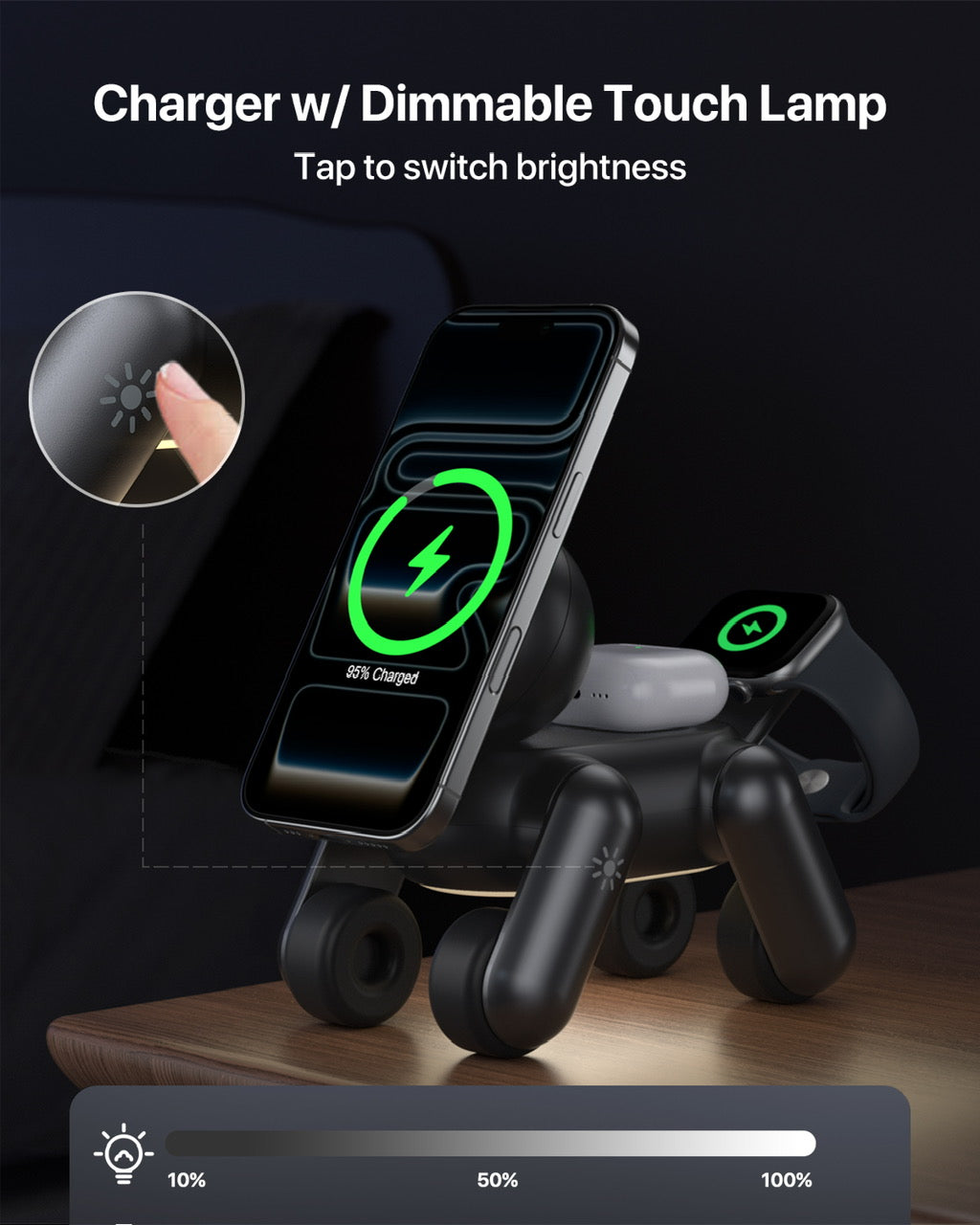D6 MagNexa  Charger, 3 in 1 Wireless Charging Station for Apple Devices,Foldable Cute