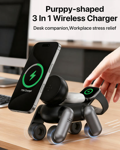D6 MagNexa  Charger, 3 in 1 Wireless Charging Station for Apple Devices,Foldable Cute