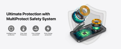 T8 MagNexa Foldable 3 in 1 Wireless Charging Station for Apple Magsafe Charger Stand,Fast Magnetic Wireless Charger Station for iPhone 17 Air 16 15 14 13 12 Series,Airpods Pro,Apple Watch Ultra (Pure Black)