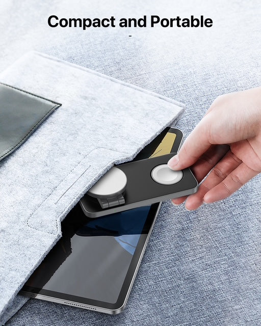 T8 MagNexa Foldable 3 in 1 Wireless Charging Station for Apple Magsafe Charger Stand,Fast Magnetic Wireless Charger Station for iPhone 17 Air 16 15 14 13 12 Series,Airpods Pro,Apple Watch Ultra (Pure Black)