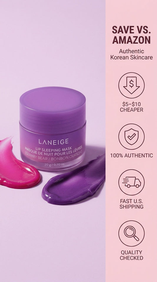 Laneige Lip Sleeping Mask jar in purple with gummy bear label, overnight lip treatment