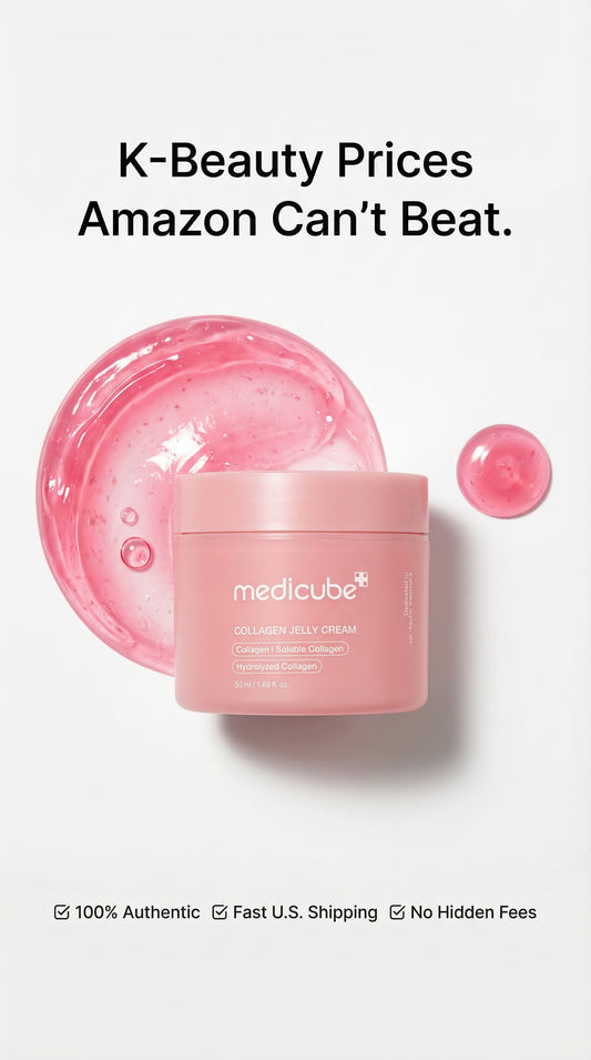 Medicube Collagen Jelly Cream pink jar; anti-aging skincare product