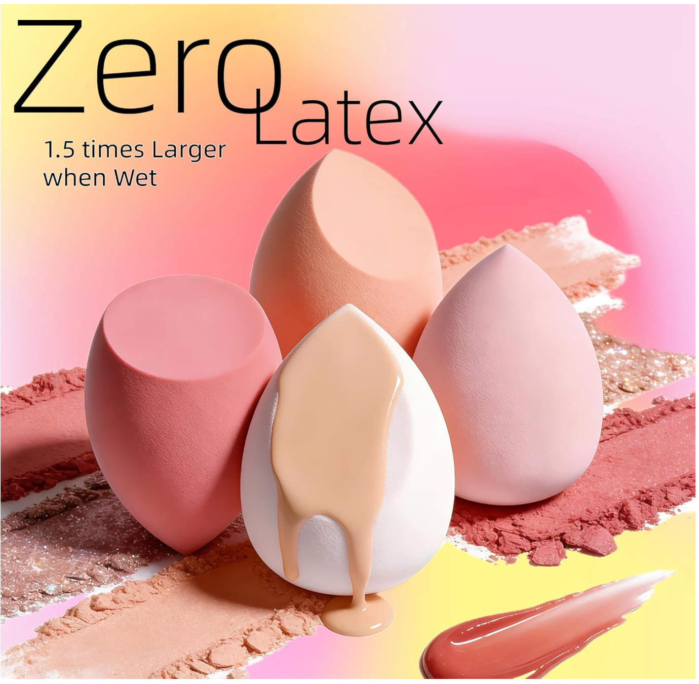 Makeup Sponge Set BS-MALL with Storage Case 7 Pcs for Liquid, Cream, and Powder,SAVE Foundation with 1 Mini Makeup Sponge For Travel Daily Use (A-Pink）