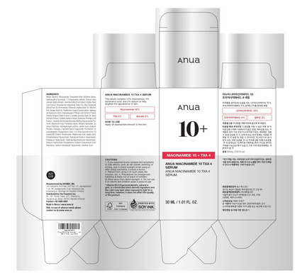 Anua Niacinamide 10 + TXA 4 Serum, Dark Spot Care, Hyaluronic Acid, Tranexamic Acid, Lightweight & Hydrating All-in-One Daily Facial Serum for Glass Skin, Korean Skincare, 1.01 fl.oz