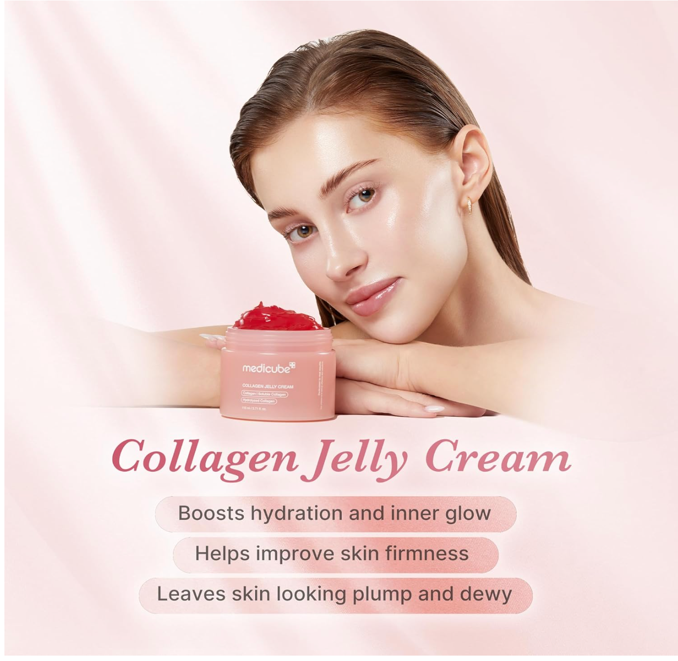 medicube Jelly Cream with Collagen, Niacinamide | Freeze-Dried Hydrolyzed Collagen for Skin Barrier Hydration & 24H Glow | Plumper, Firmer looking skin | 3.71 fl.oz