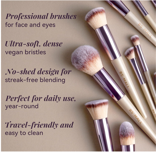 BS-MALL Makeup Brush Set 18 Pcs Premium Synthetic Foundation Powder Concealers Eye shadows Blush Makeup Brushes with black case