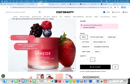 LANEIGE Lip Sleeping Mask: Nourish, Hydrate, Vitamin C, Murumuru & Shea Butter, Antioxidants, Flaky, Dry Lips