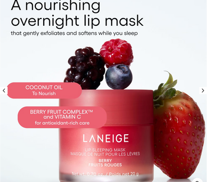 LANEIGE Lip Sleeping Mask: Nourish, Hydrate, Vitamin C, Murumuru & Shea Butter, Antioxidants, Flaky, Dry Lips