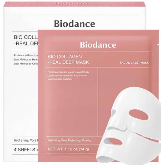 BIODANCE Bio-Collagen Real Deep Mask, Hydrating Overnight Hydrogel Mask, Pore Minimizing, Elasticity, Plumping Improvement, Korean Skin Care, Valentines Day Gifts for Her | 1.19oz(34g) x 4ea