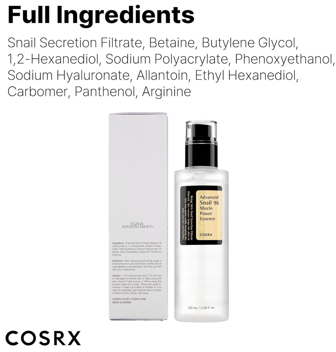 COSRX Snail Mucin Repairing Serum 100ml, Hydrating Serum for Face with Snail Secretion Filtrate for Dull Skin & Fine Lines, Korean Skin Care