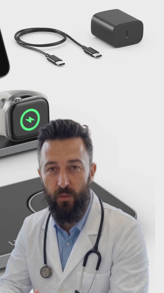 Foldable 3-in-1 Wireless Charging Station for iPhone, AirPods & Apple Watch, Portable Magnetic Charger Stand, Compact Travel Charging Dock (T8)