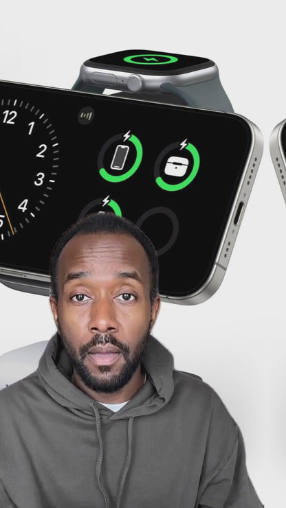 3-in-1 Wireless Charging Station for iPhone, AirPods & Apple Watch, Magnetic Fast Charger Stand, Multi-Device Charging Dock for Home & Office (T11)